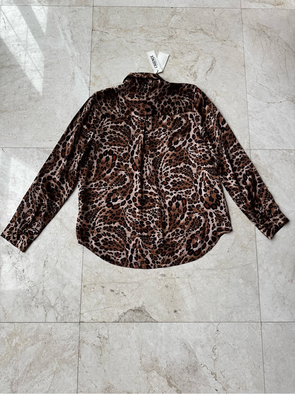 L’Agence Tyler Silk Leopard Print Long-Sleeve Blouse - Brown size M - Picture 6 of 12